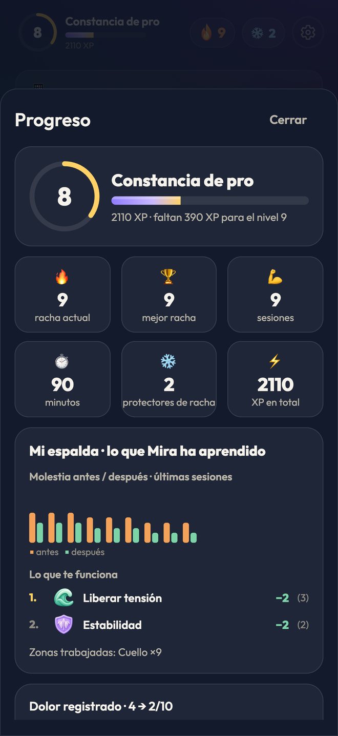 El progreso en Renfort: constancia, rachas, XP y lo que Mira recuerda