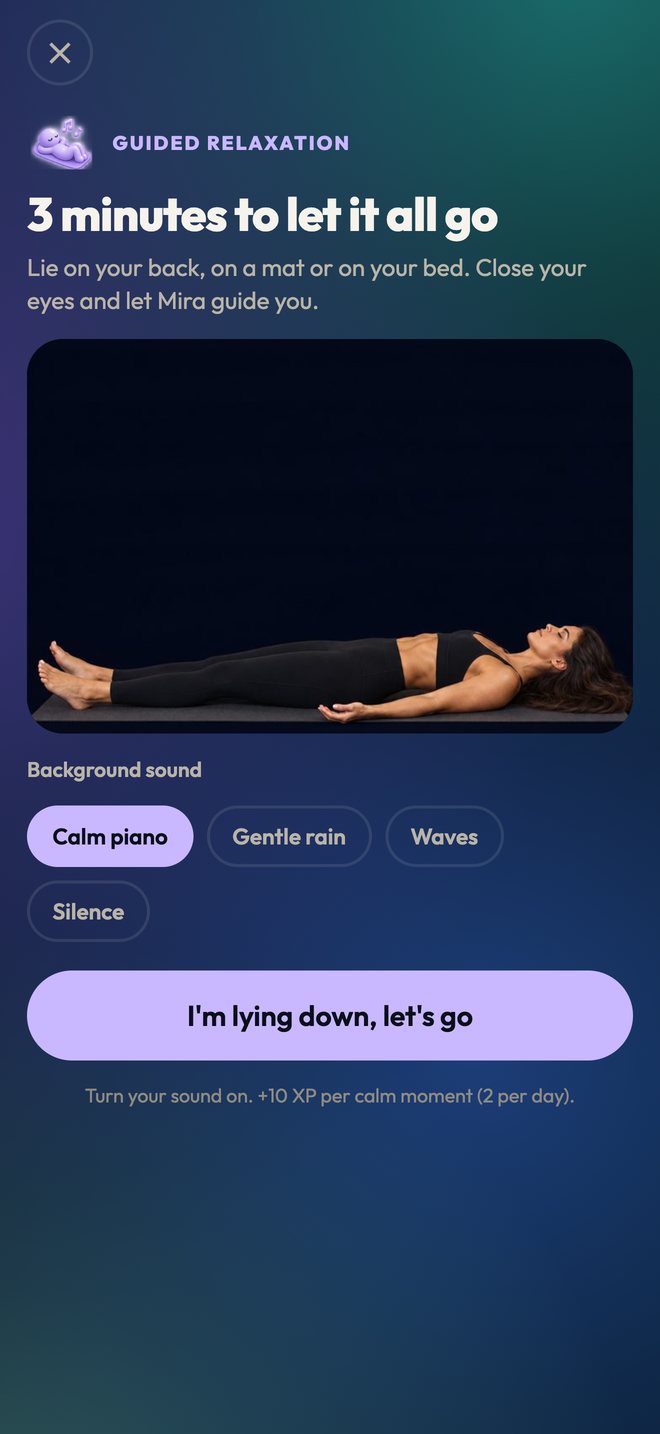 Guided relaxation: 3 minutes lying down, with music